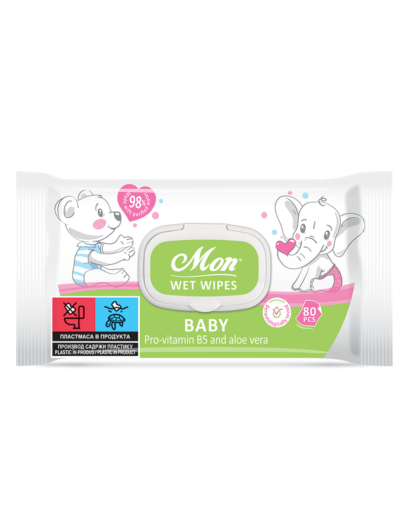 Wet Wipes 80 pcs - Mon baby pro vitamin B5 and aloe vera