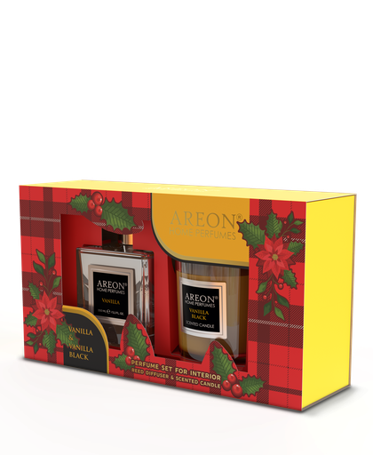 [SHP4] Set Home Perfume 150 ml Vanilla + Candle Vanilla Black